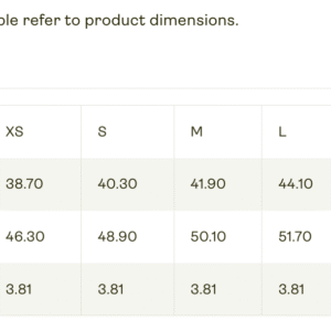 Bella+Canvas Size Guide Metric